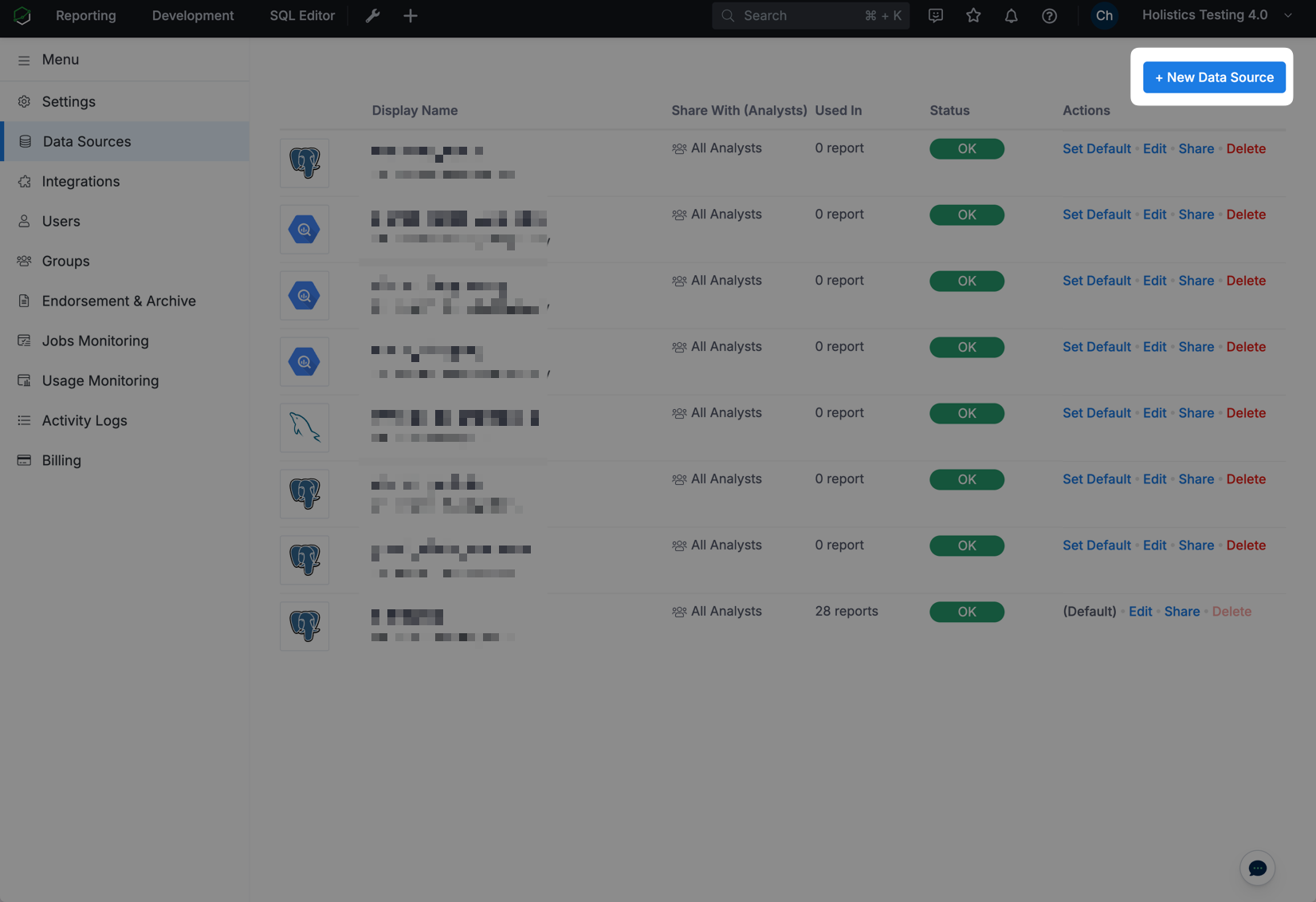 Выбор ClickHouse из списка новых источников данных